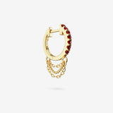 Lab Grown Ruby Short Triple Chain Hoops