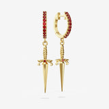 Dagger with Lab Grown Ruby Hoops