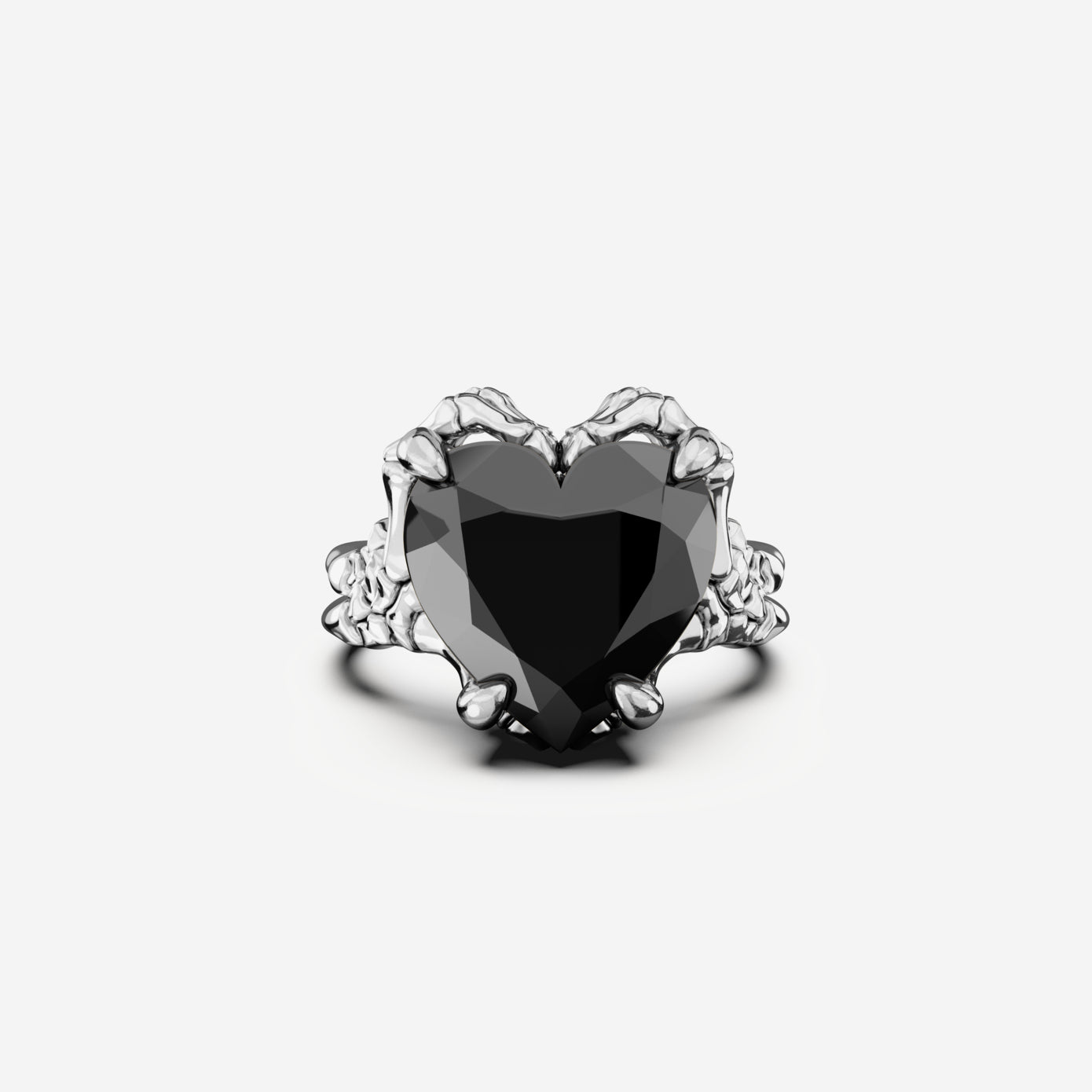 Skeletal Black Spinel Heart Ring