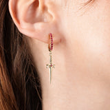Dagger with Lab Grown Ruby Hoops