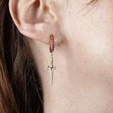 Dagger with Lab Grown Ruby Hoops