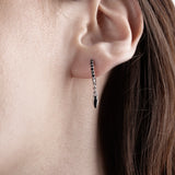 Black Spinel Charm Chain Hoops