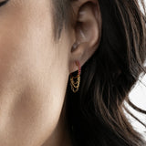 Lab Grown Ruby Short Triple Chain Hoops