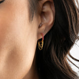 Lab Grown Ruby Short Triple Chain Hoops