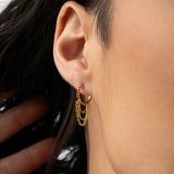 Lab Grown Ruby Triple Chain Hoops