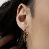 Lab Grown Ruby Triple Chain Hoops